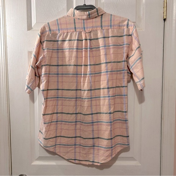 Flying Scotsman Button Down Mens Short Sleeve Plaid Size XL Pink Easter - Picture 2 of 7